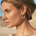 thumbnail image 2 of CFIOZYOS  Drop Hoop Earrings - 14K Gold Plated Oval Pull Through Design, 2 of 10