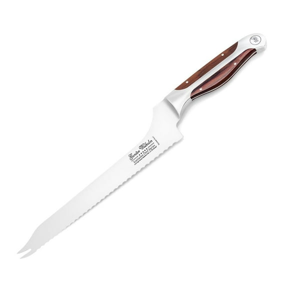 Gunter Wilhelm Offset Bread Knife, 9.5" – High Carbon German Steel – Brown Pakkawood Handle - EXECUTIVE Chef Series
