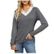 thumbnail image 5 of Camiseta para mujer,Blusa de mujer, camisa de manga larga con cuello redondo y botones, top informal de color liso, tela de rayón sintético, ideal para uso diario y en casa, sopatenor, 5 of 7