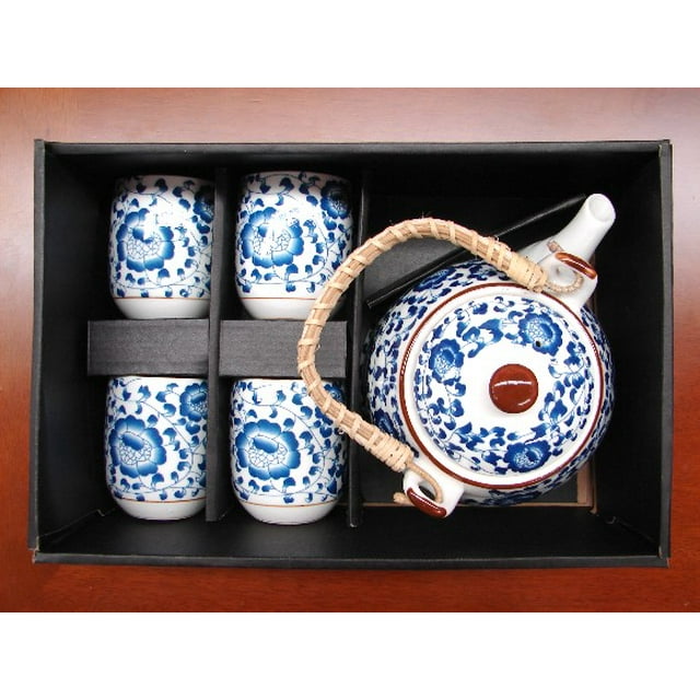 Ensemble de Thé Bleu Style Chinois avec Tasses et Théière