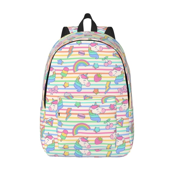 Hirioo Cute Unicorn Canvas Backpack, Durable Travel Backpack with Multiple Compartments,Large Capacity, Backpack for School, Hiking, Work