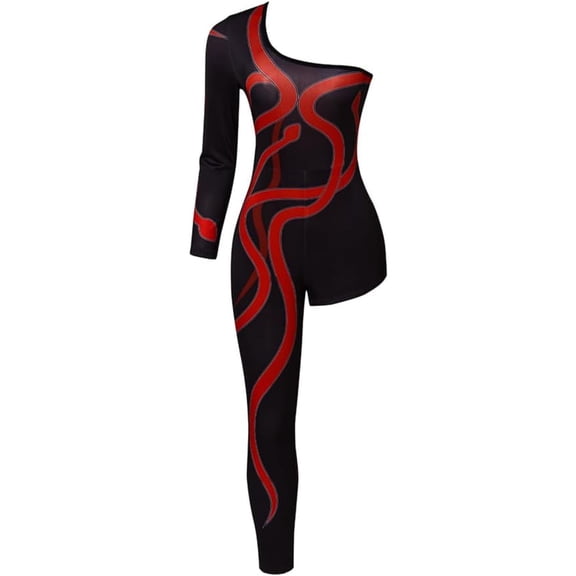 Women Sexy Black One-legged Jumpsuit