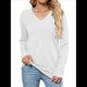 thumbnail image 2 of Camisetas de Mujer con Cuello en V, Larga, Informales, Básicas, Lisas y Suaves S, 2 of 10