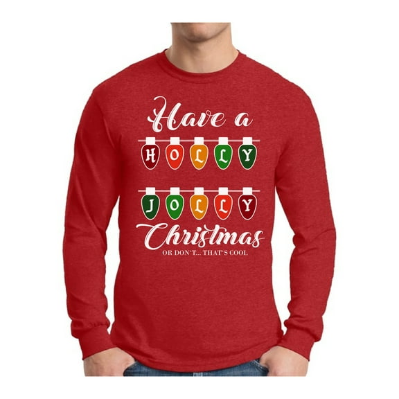 Awkward Styles Xmas Holly Jolly Christmas Christmas Sweater Long Sleeve T-shirt For Men