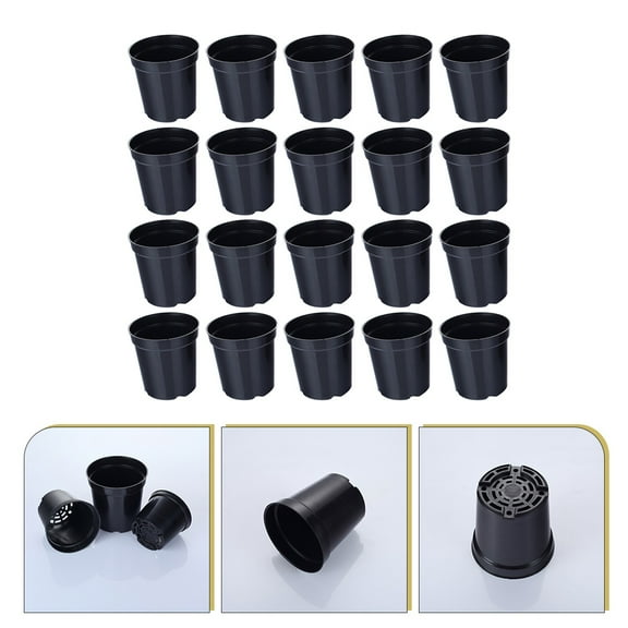 WHAMVOX  20 Pcs Plastic Flower Pot Germination Indoor Planter Starter Plants Tag Black