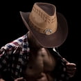 thumbnail image 4 of Sombrero de vaquero Zulema Western Cowboy Hat Wide Roll Up Brim PU Cuero 2 colores, 4 of 8