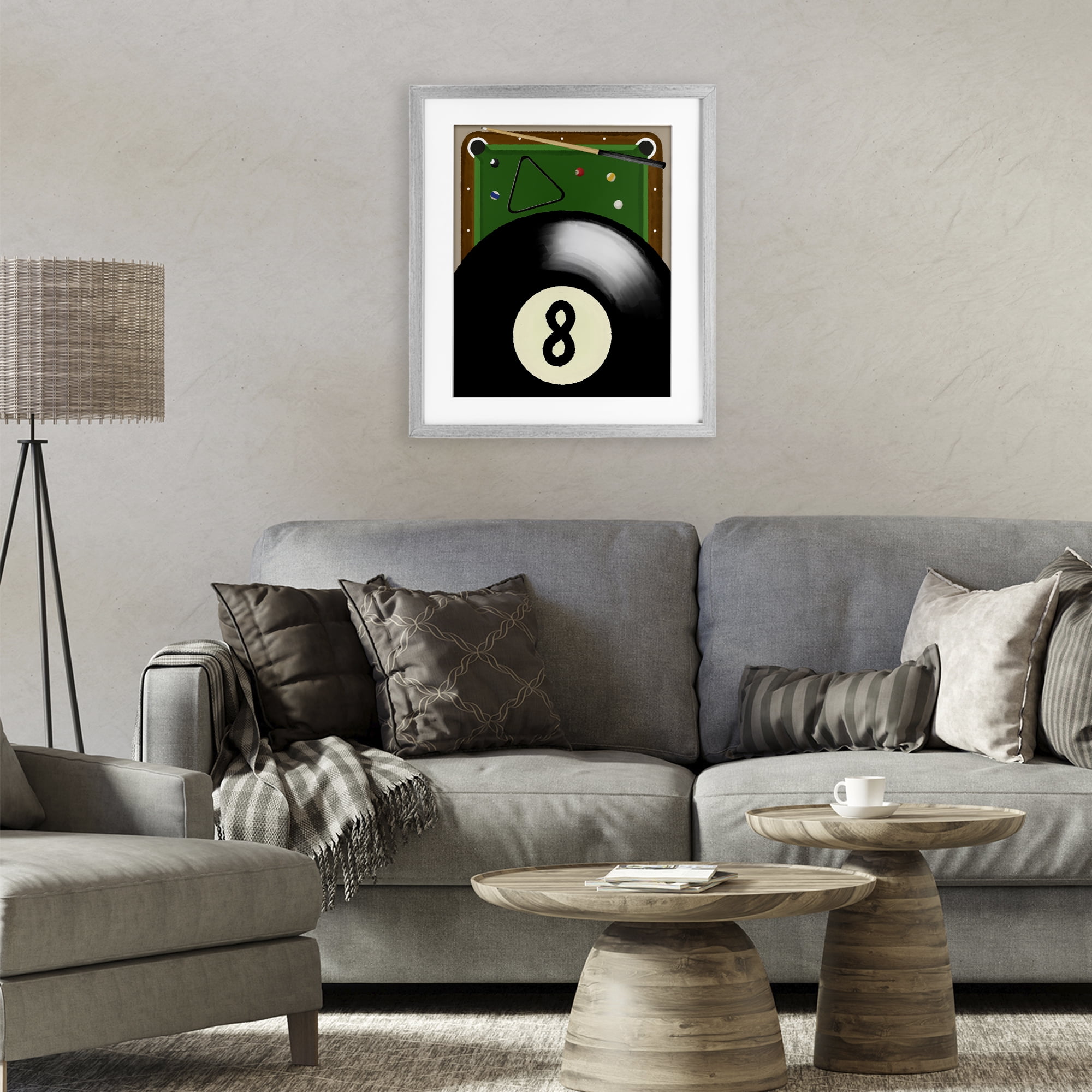 Stupell Industries Billiard Table & Balls Gray Framed Print Under Glass, design by Jennifer Stith
