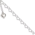 thumbnail image 1 of Sterling Silver Polished Puffed Heart 9 In Plus 1In Ext. Anklet Made India qg2795-9, 1 of 5