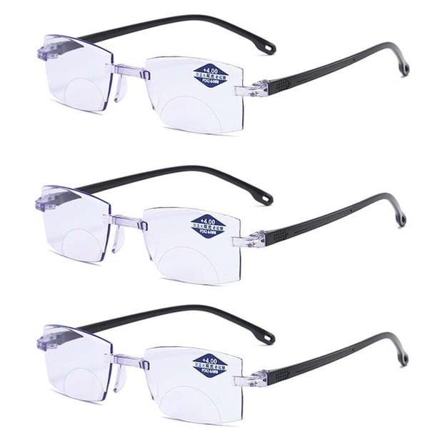 Gafas de lectura progresivas bifocales de corte de diamante para hombres, gafas multifocales de bloqueo de luz azul, gafas sin montura ultraligeras, nuevas