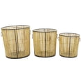 thumbnail image 6 of DecMode 20", 18", 15"H Light Brown Rattan Handmade Slatted Frame Storage Basket with Ring Handles, 3-Pieces, 6 of 7