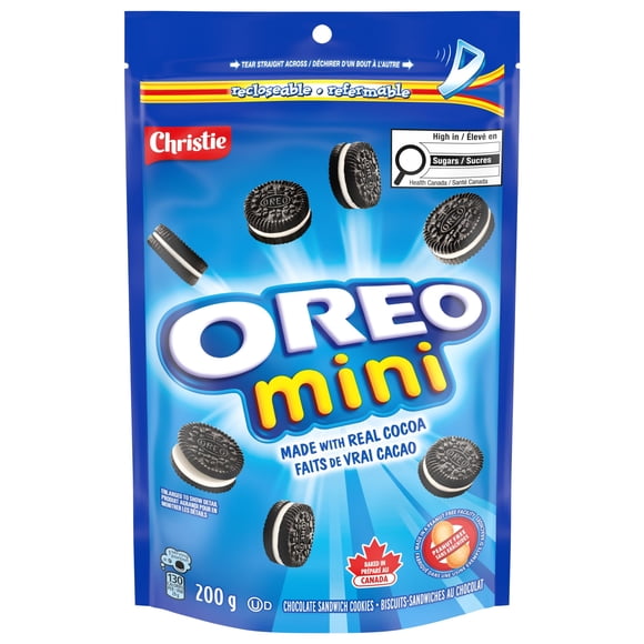 OREO Mini Original Chocolate Sandwich Cookies, Peanut Free Snack, School Snacks, Baked in Canada