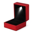 thumbnail image 4 of Luxury Ring Box With LED Light, Elegant Diamond Ring Case, For Unique Proposal, Engagement Or Wedding, Small, Velvet Interior Jewelry Display Gift Box For Promise Rings,Red, 4 of 8