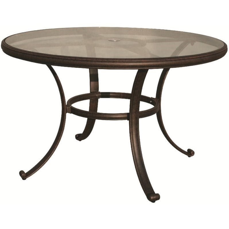 Darlee 48 Patio Round Dining Table With Glass Top In Antique Bronze Com - Patio Dining Table Round 48