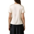 thumbnail image 3 of Summer Silk Satin Tops for Women Dressy Casual Short Sleeve Floral Lace Blouse Elegant Work Shirts M Champagne, 3 of 6