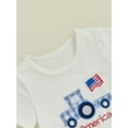 thumbnail image 6 of Baby Toddler Boys Summer Clothes for 4th of July, 6 12 18 24 Months 2T 3T 4T Short Sleeve Embroidery Truck T-shirt with Plaid Shorts for Independence Day, 6 of 9