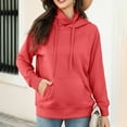 thumbnail image 5 of XIAOCHA Womens Hoodies Oversized Kangaroo Pockets Funnel Neck Drawsting Hooded Loose Fit Long Sleeve Simple Solid Color Pullover Hoodies Sweatshirts, 5 of 7
