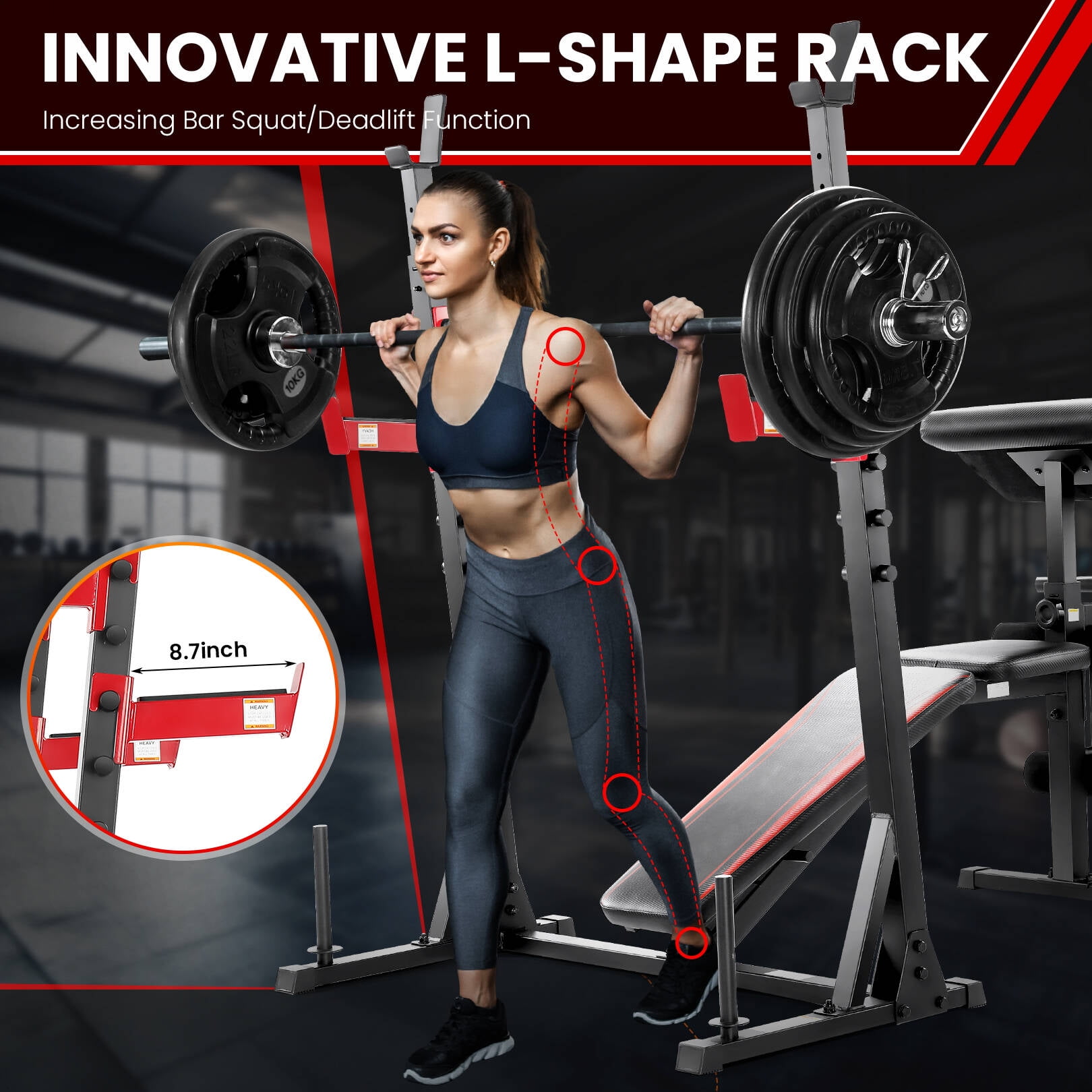 VIBESPARK Adjustable Weight Bench 900LBS Olympic Weight Bench Set with Squat Rack, Preacher Curl, Leg Extension Full Body Exercise Workout Bench Press for Home Gym