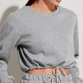 thumbnail image 3 of Hauaitttt Women Casual Solid Round Neck Long Sleeve Crop Top Sweatshirt Loose Strap Top Bunny Zip up Ladies Sweatshirt Tops Yoga Jacket Women Zip up Funnel Neck Sweatshirts Women Graphic Sweatshirt, 3 of 3