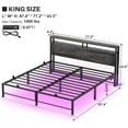 thumbnail image 2 of iSunirm King Size Bed Frame with Headboard, King Metal Platform Bed with Power Outlets and LED Lights, Modern Bed Frame with Solid Metal Slat Support, Noise Free, No Slipping, Gray, 2 of 8