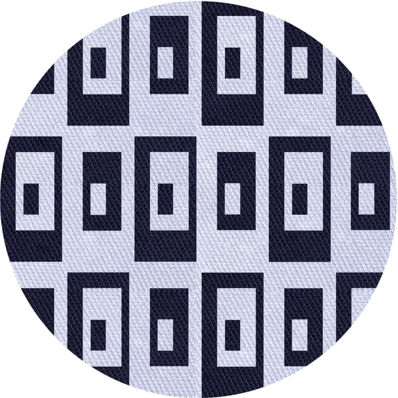 Ahgly Company Machine Washable Indoor Round Transitional Dark Slate Blue Area Rugs, 4' Round