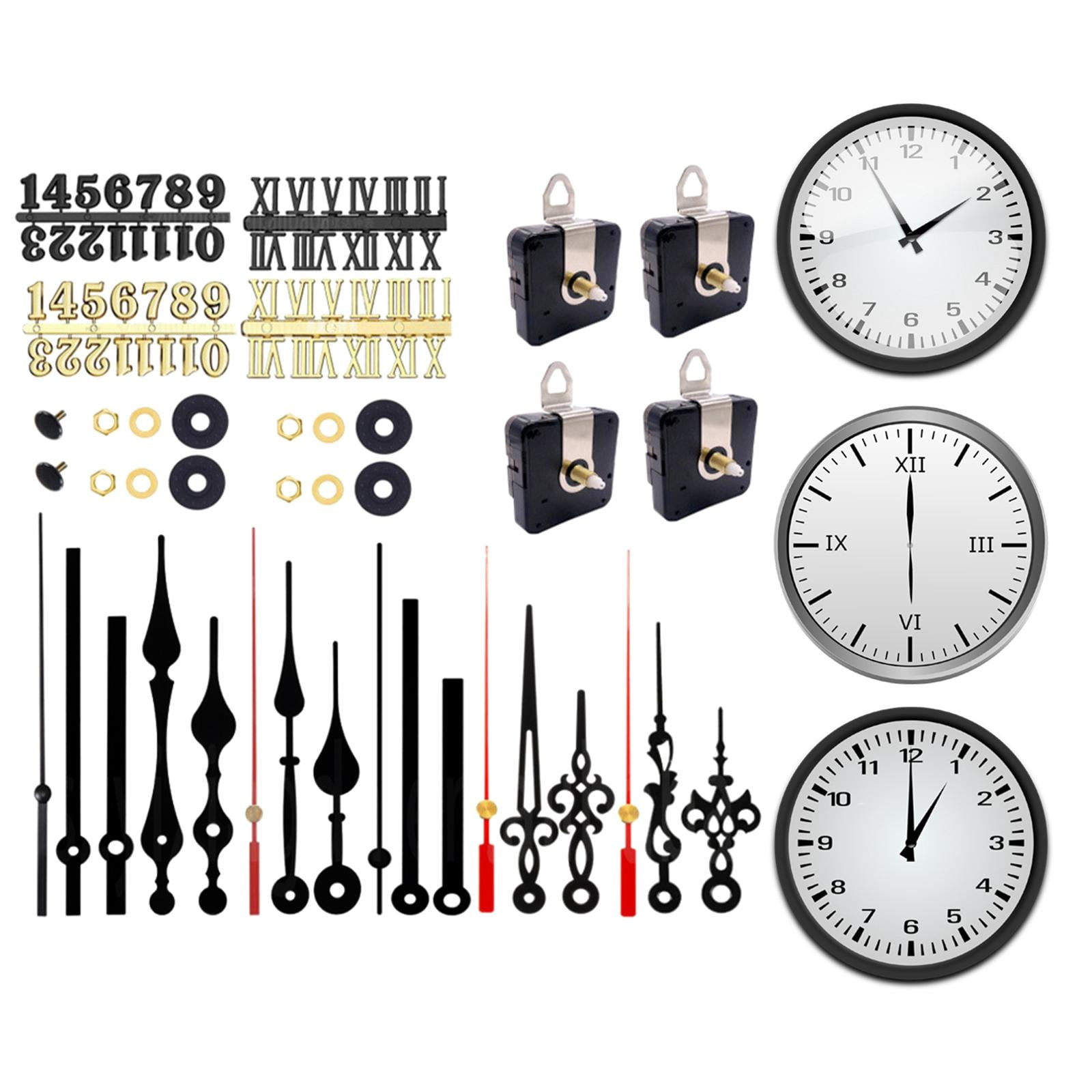 WLPZXP 4x Quartz Wall Clock Movement Kit Repair Tool with 6 Different Pairs of Hands ,