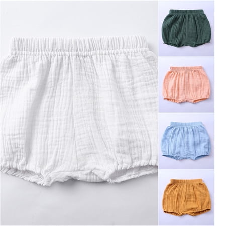 VOUZZA Baby Shorts Solid Color Soft Cotton Elastic Waist PP Diaper Cover Shorts Lounge Bloomers Bottoms for Boys Girls