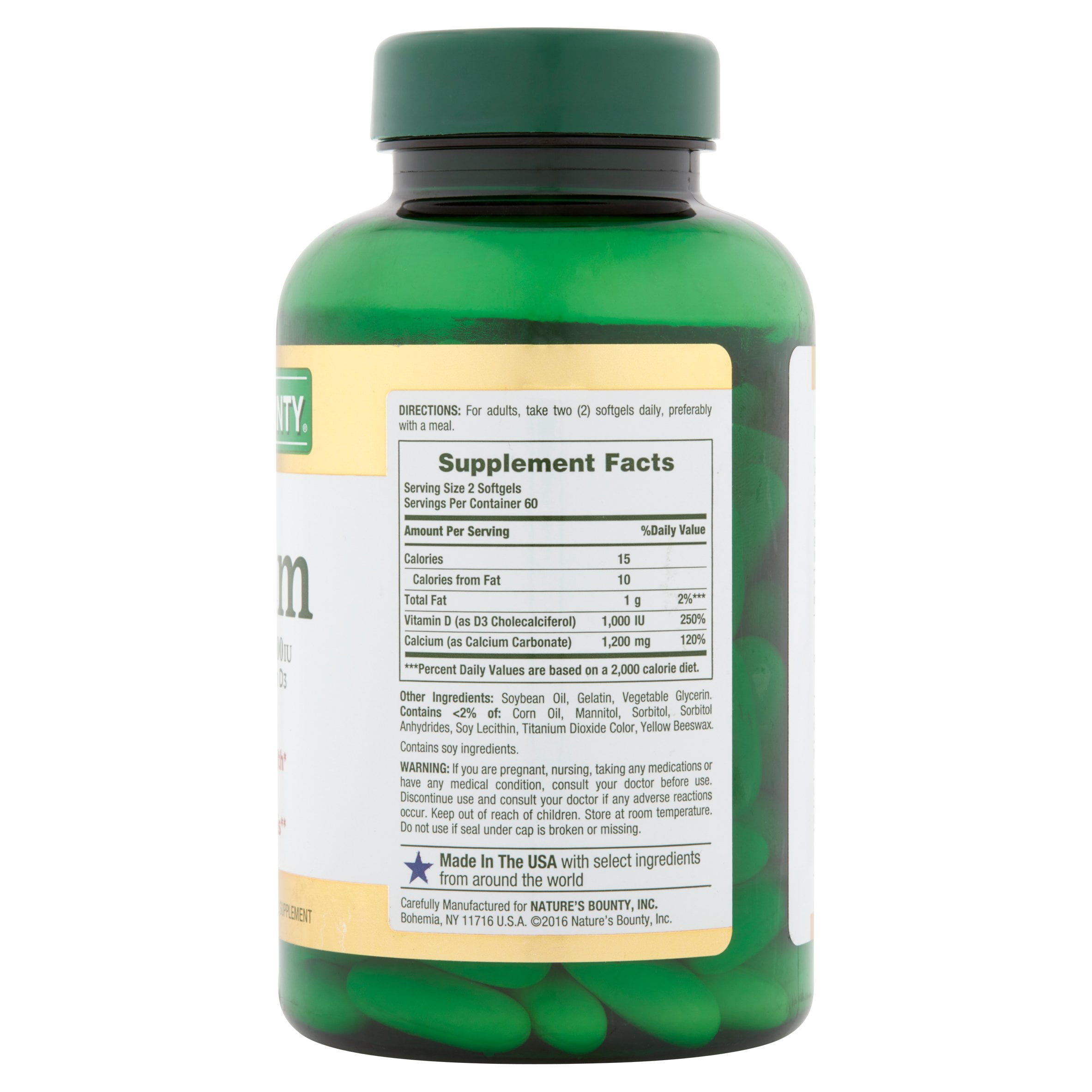 Natures Bounty Absorbable Calcium 1200mg Plus Vitamin D3