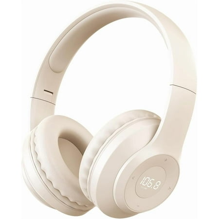 Wireless FM Radio Headphones with Bluetooth Built-in Microphone LED Display Rechargeable & Portable Headphones Soft Ear Muffs FM Headset Radio Receiver for Meeting Works Hiking Jogging