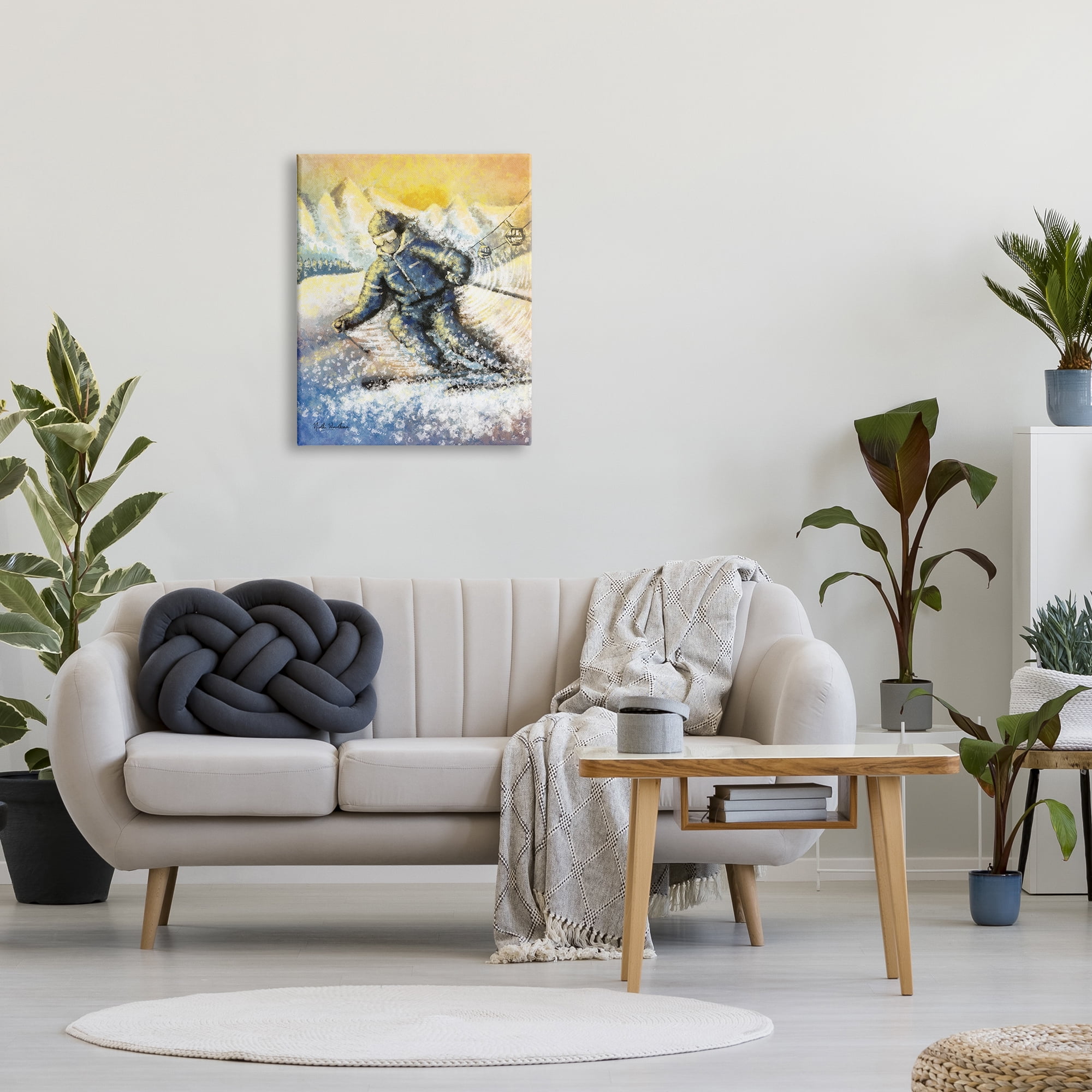 Stupell Industries Person Skiing on Slopes Sports Painting Gallery Wrapped Canvas Print Wall Art, 24 x 30