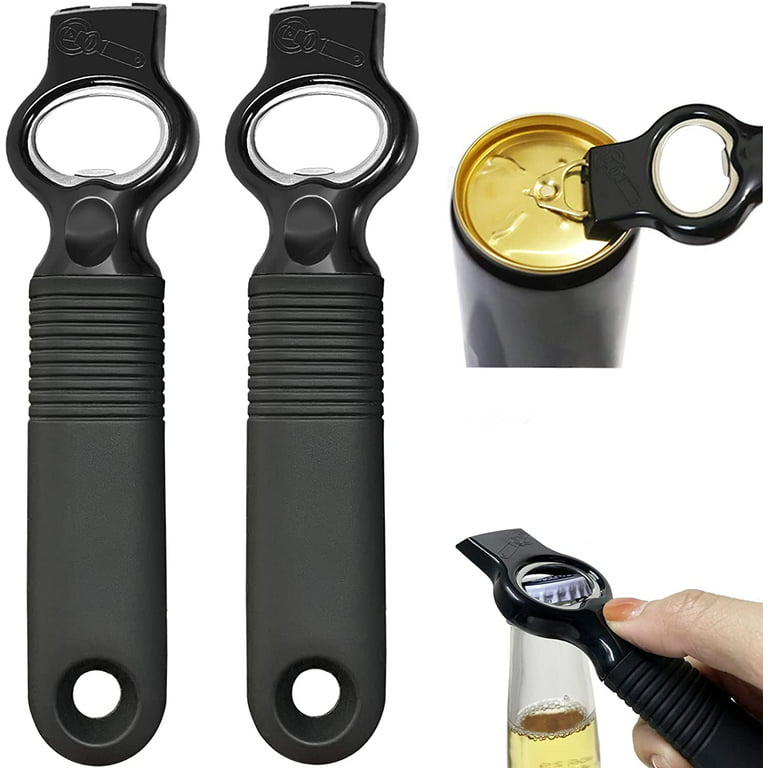 Can Opener and Beer Bottle Opener Bartender with 4.2 Long Silicone Handle,  Pop Top Can Tab Opener for Long Nails, Bottle Opener for Arthritic Hand