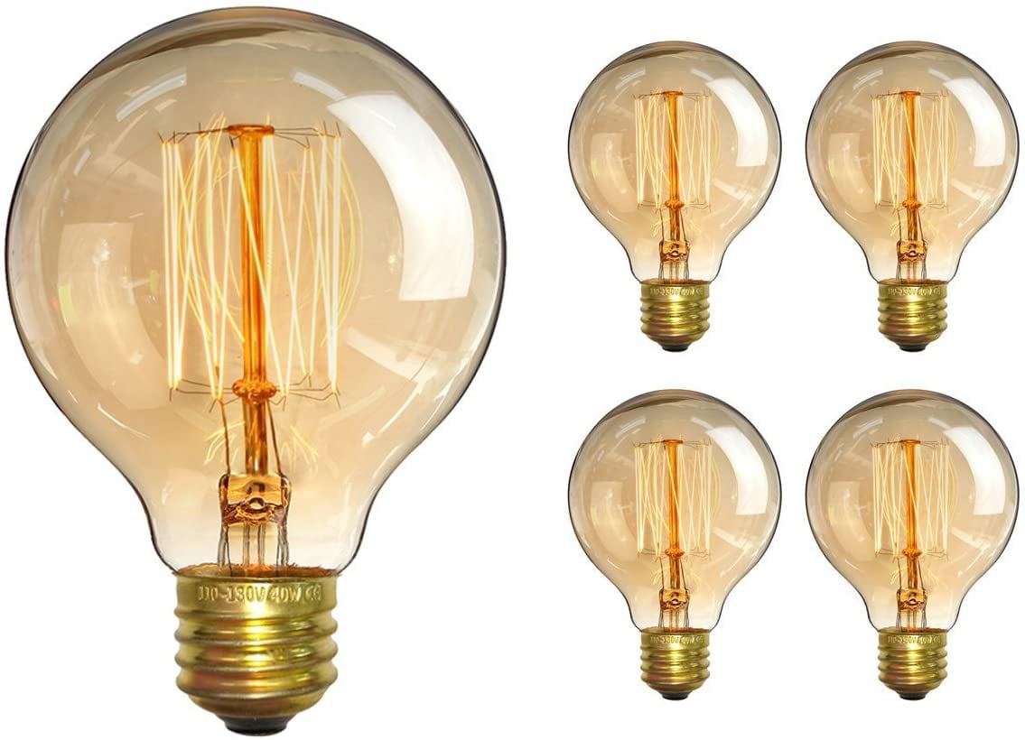 for Loft Coffee Bar Kitchen Home Light Fixtures E26/E27 Base G80 220V White Color Bulb in Warm White Light 4 Pack -Antique Incandescent Bulbs Dimmable 60W Equivalent CangNingShang Vintage Edison Bulb 