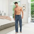 thumbnail image 2 of Men's Pajama Pants with Pockets Sleepwear Lounge Pants Stretch Casual Blue Leopard Animal Print, 2 of 6