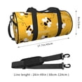 thumbnail image 4 of Xecao Cute Bee Butterfly Yelllow print Round Travel Duffel Bag is a foldable gym bag with an inner pocket, perfect for travel sports, 4 of 8