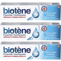 3 Pack Biotene Fresh Mint Original Gentle Formula Fluoride Toothpaste, 4.3 Ounces Each