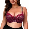 thumbnail image 5 of Feancey 2 Pack Push Up Bras for Women Lace Embroidered Plus Size Bra Semi See Through Underwire Brassiere Support Lift Up Bralettes, 5 of 10