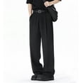 thumbnail image 2 of Men's Casual Dress Trousers, Chinos, Straight Leg Pants with Zipper Fly & Button Closure, Lightweight Breathable Summer Office Business Daily | AKLJWH,Black L, 2 of 7