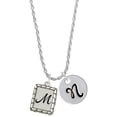 thumbnail image 1 of Delight Jewelry Silvertone Pebble Border Initial - M Silvertone Script Initial Disc - N - Charm Necklace, 20"+3", 1 of 4