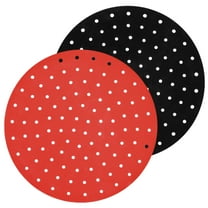 PWFE 2 Pack Reusable Air Fryer Liners, 9 Inch Round Perforated Air Fryer Basket Silicone Mats Non-Stick(Round-8inch)
