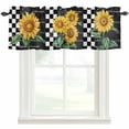 thumbnail image 2 of Valance for Windows,Farmhouses Sunflower Leaves Valances Curtain Rod Pocket Valance for Kitchen Bedroom Living Room Bathroom,Black White Buffalo Plaid Short Curtains Window Treatment 54x18in, 2 of 9