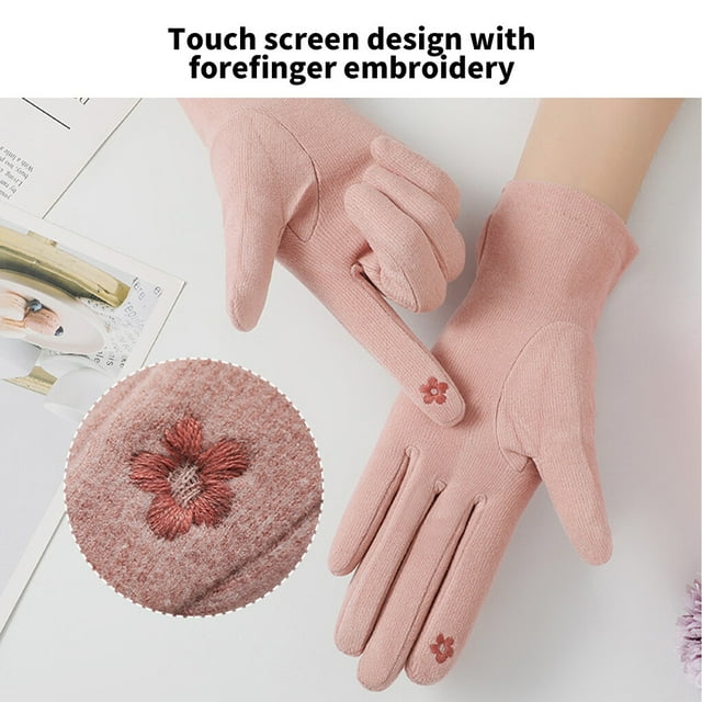 Fashion Gloves Heating, Women Winter Outdoors Mittens Protection Split Finger Furry Driving Bicycling Touchscreen Thin Protection Brown