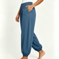 thumbnail image 4 of LEAVINGSUO Women's Plus Size Wide Leg Balloon Pants High Waist Jogger Pants For Breathable Loose Trousers With Side Pockets For Casual Travel Lounging Navy M, 4 of 6