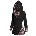 thumbnail image 7 of Casual women's hoodie pullover long sleeve twisted cable knit top plaid print hooded sweater for women spring and winter-Gray-XL, 7 of 7