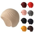 thumbnail image 4 of Beanie Cap Solid Color Ear Protection Unisex Knitted Thickened Warm Couple Hat for Daily Wear, 4 of 10