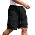 thumbnail image 2 of Men's Woven Cargo Shorts, Adjustable Belt, Quick Dry Casual Shorts with Zippered Side Pockets for Outdoor Activities Black XL, 2 of 9