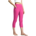 thumbnail image 2 of MKOSPLRT 2-13 Yeras Girls' Yoga Workout Capri Leggings with Pocket High Waist Stretchy Gym Leggings Solid Slim Fit Capris Pants, 2 of 9