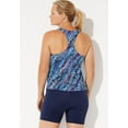 thumbnail image 5 of Swimsuits For All Women's Plus Size Chlorine Resistant Racerback Tankini Set With Bike Short 8 Blue Droplet, Navy, 5 of 5