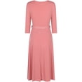 thumbnail image 2 of Bon Rosy, Women's, 3/4 Sleeve Faux Wrap Midi Dress Knee Length, Blush, M, 2 of 2