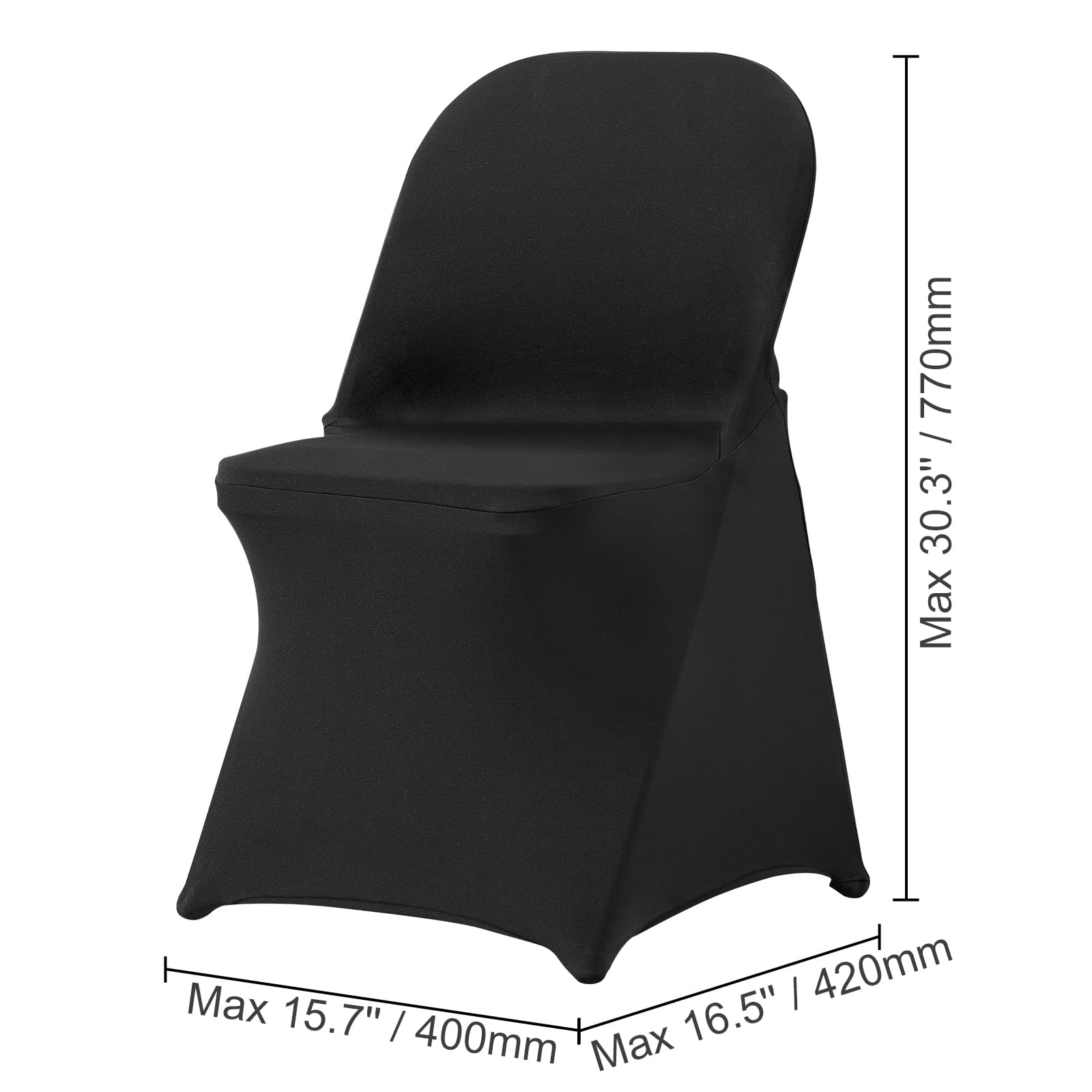 KFFKFF 50pcs Stretch Spandex Chair Covers Black Folding for Wedding Party Restaurant