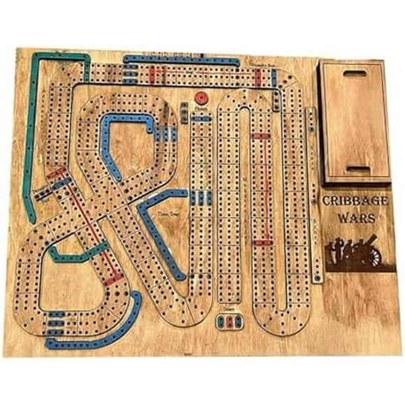 Cribbage Wars Board Game Cribbage Board Cribbage War Game Wooden Cribbage Board Game Set Crib Wars Board Game with Built-in Board Storage Compartments Cribbage Boards Unique Classic Board Game