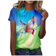 thumbnail image 1 of Blusa holgada de manga corta con cuello redondo y estampado a la moda para mujer Pompotops  hfajkhk130446, 1 of 6